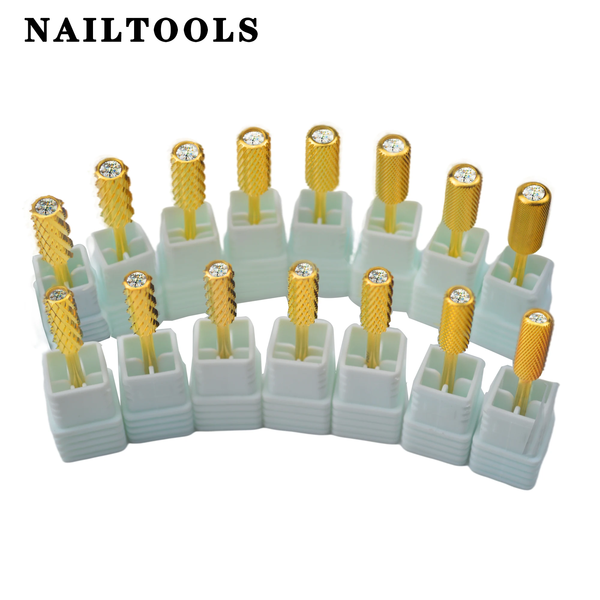 

6.6 crystal Stone Large Small Barrel Diamond top Tungsten steel Carbide Luxury nail drill bits Burrs