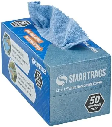 

Arkwright Smart Rags Microfiber Cloths 50-Pack – Lint-Free 180 GSM Reusable Cleaning Towels 12"x12" Blue