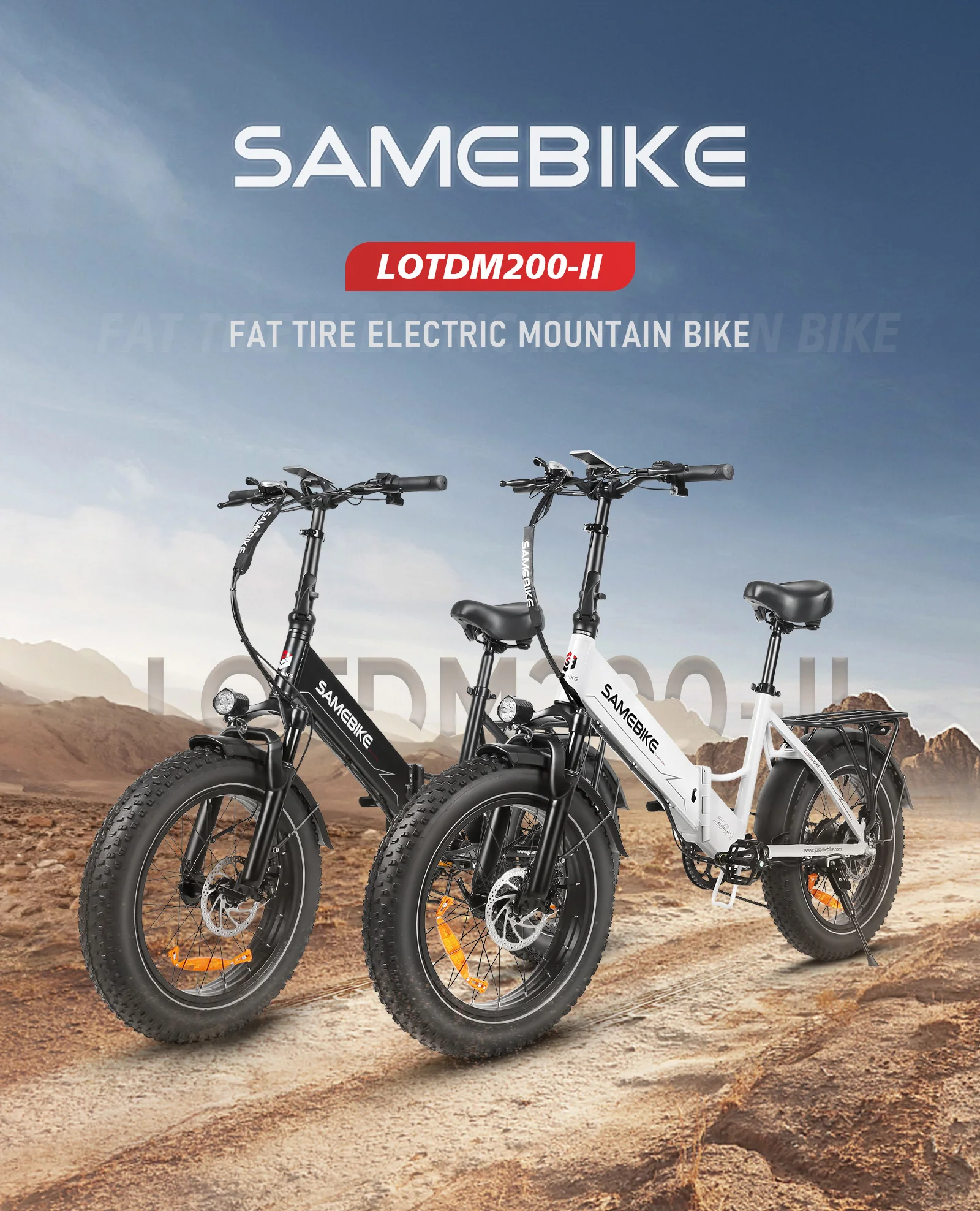 SAMEBIKE LOTDM200-II NFC مفتاح ذكي دراجة كهربائية 750 واط 48V13AH دراجة كهربائية قابلة للطي 20*4.0 بوصة الدهون الإطارات الجبلية E-الدراجة