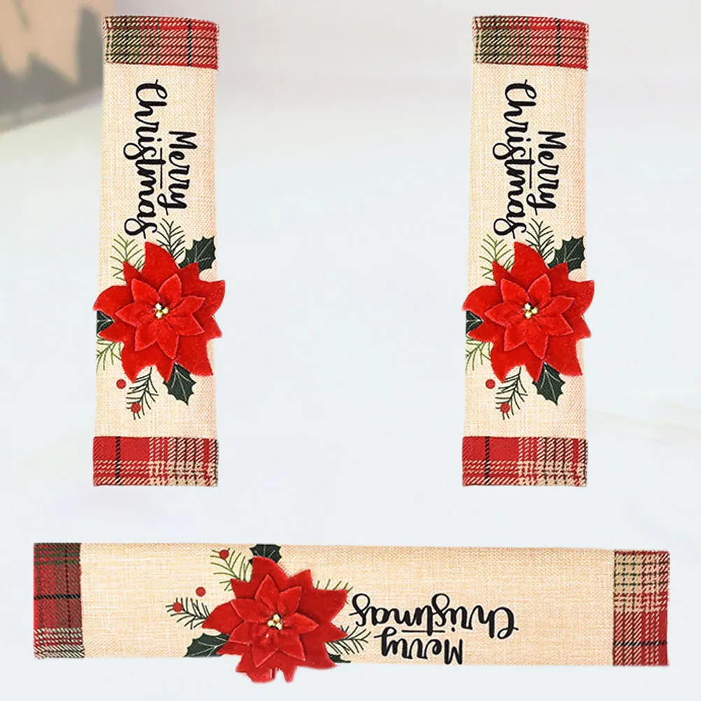 

3Pcs Lovely Xmas Fridge Handle Covers Smudge Free Protection for Home Appliances Surprise Gift for Family Microwave Handle Cover