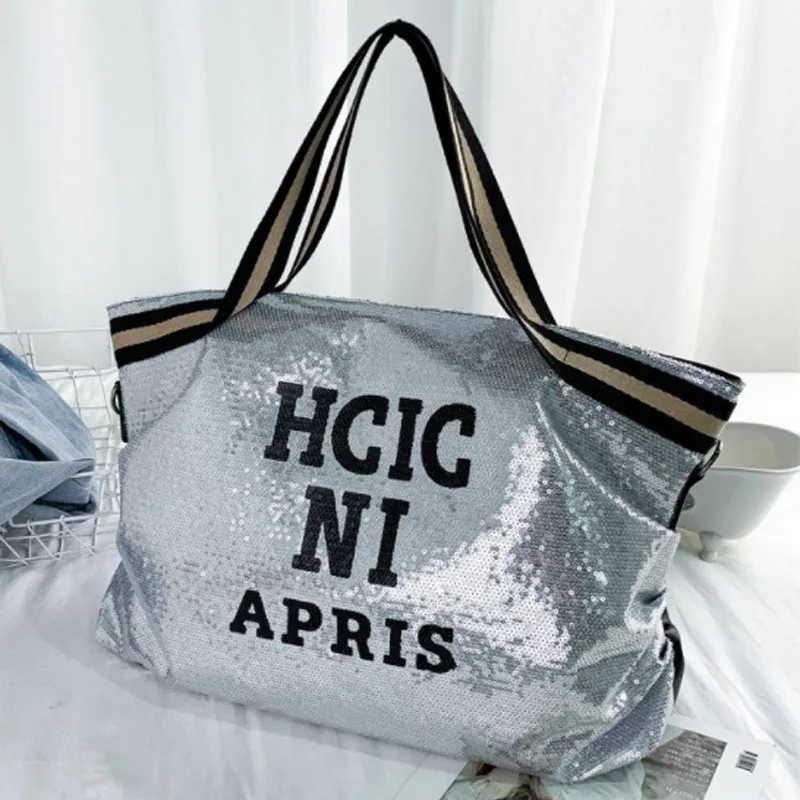 Leopard Sequin Women Handbag New High-capacity Travel Bag Letter Large Shoulder Letter Bag Hand Messenger Bag Travel Bag