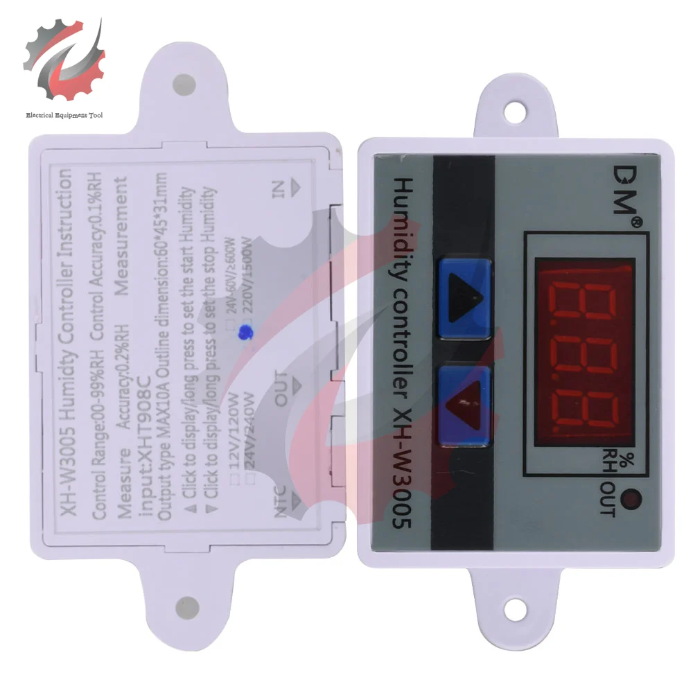 W3005 XH-W3005 Digital Humidity Controller 12V 24V 220V Humidistat Hygrometer Humidity Control Switch Regulator Humidity Sensor