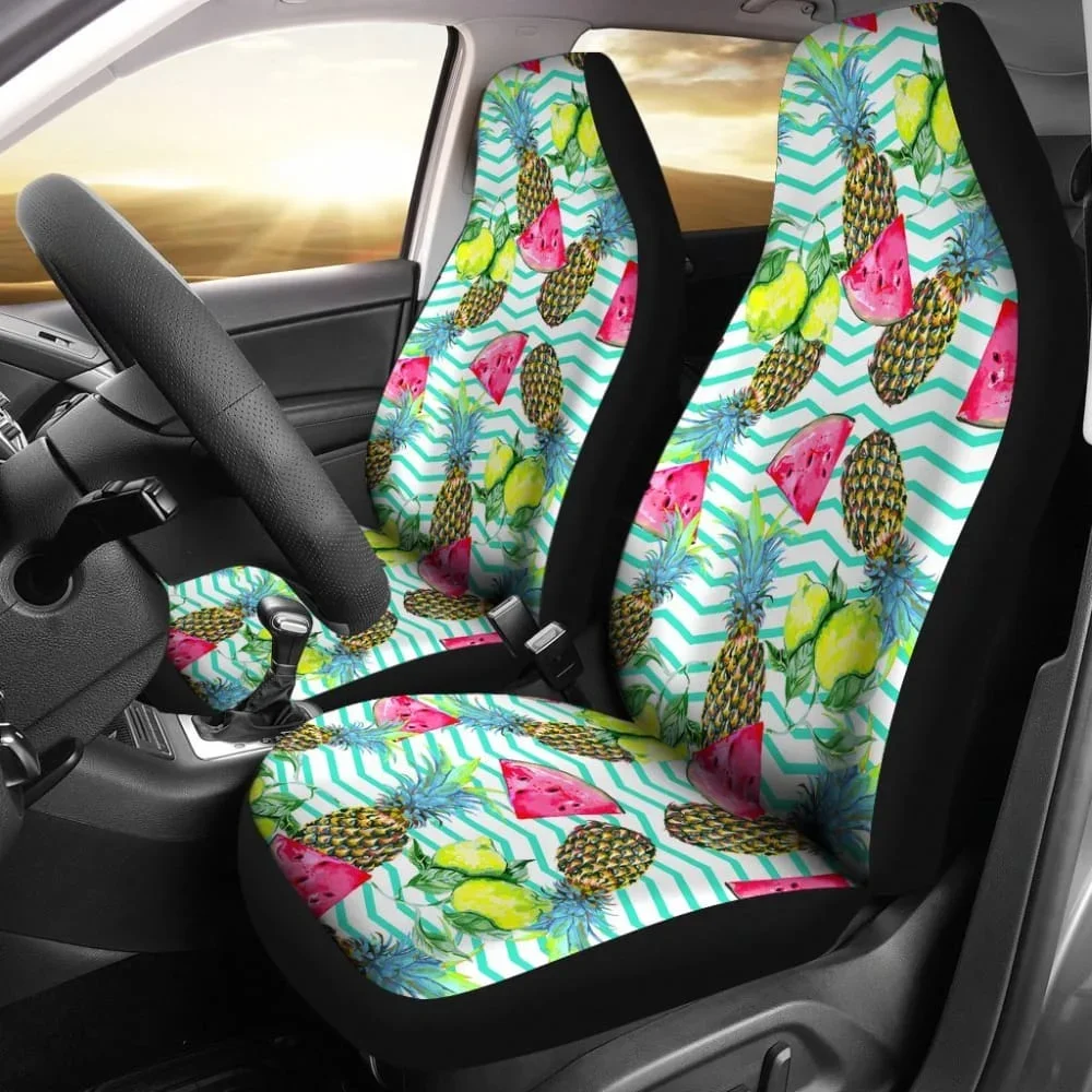 Tropical Pineapple Watermelon Fruit Car Seat Cover,Pack of 2 Universal Front Seat Protective Cover