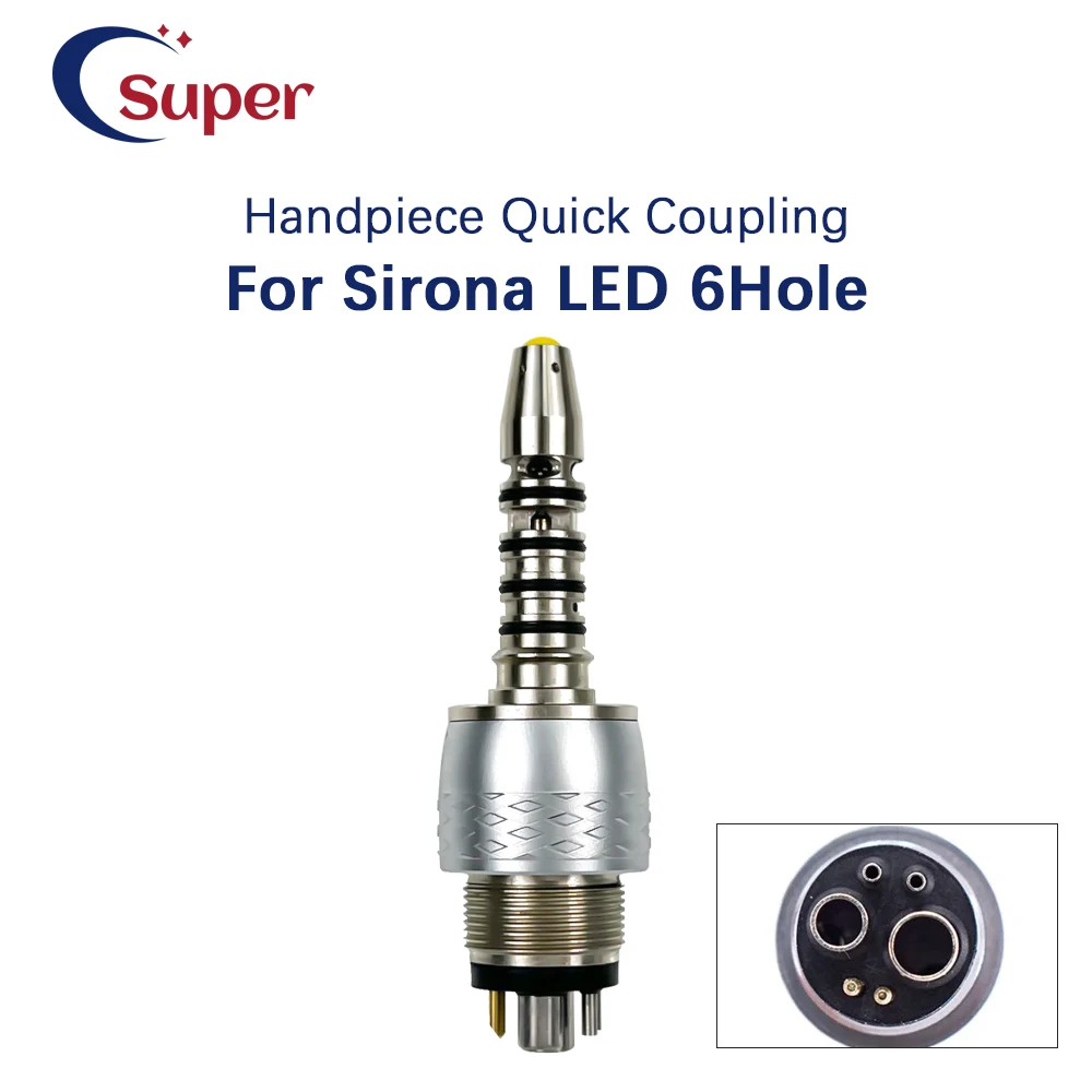 LED E-generator Sirona 6Hole Quick Coupling With Fiber Optic Coupler Type For Dental Air Turbine High Speed Handpiece Adaptor
