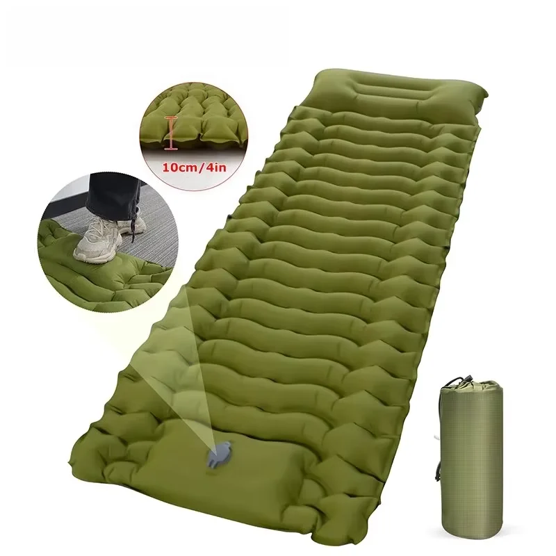 

Outdoor Camping Inflatable Mattress Thicken Sleeping Pad with Built-in Pillow & Pump Air Mat for Travel Hiking Climbing