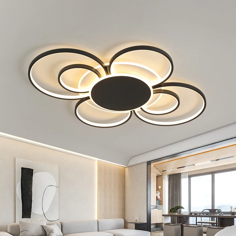 

Modern Led Ceiling Chandeliers Flower Circle for Living Room Office Bedroom Restaurant Lustre Interior Lighting Home Fixture