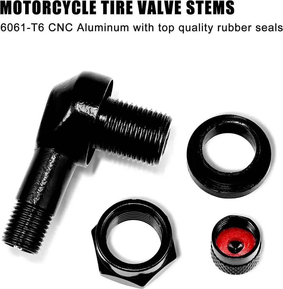 2Pcs Aluminum Alloy Motorcycle Tire Valve 90 Degree Angle Motorcycle Wheel Tire Tubeless Leak-proof Valve Stems Modified Parts