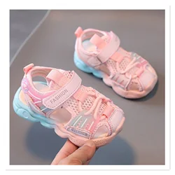 Children's Sports Sandals 2023 Spring/Summer New Hollow Net Bread Head Beach Shoes for Boys and Girls Soft Sole Casual Shoes Tre