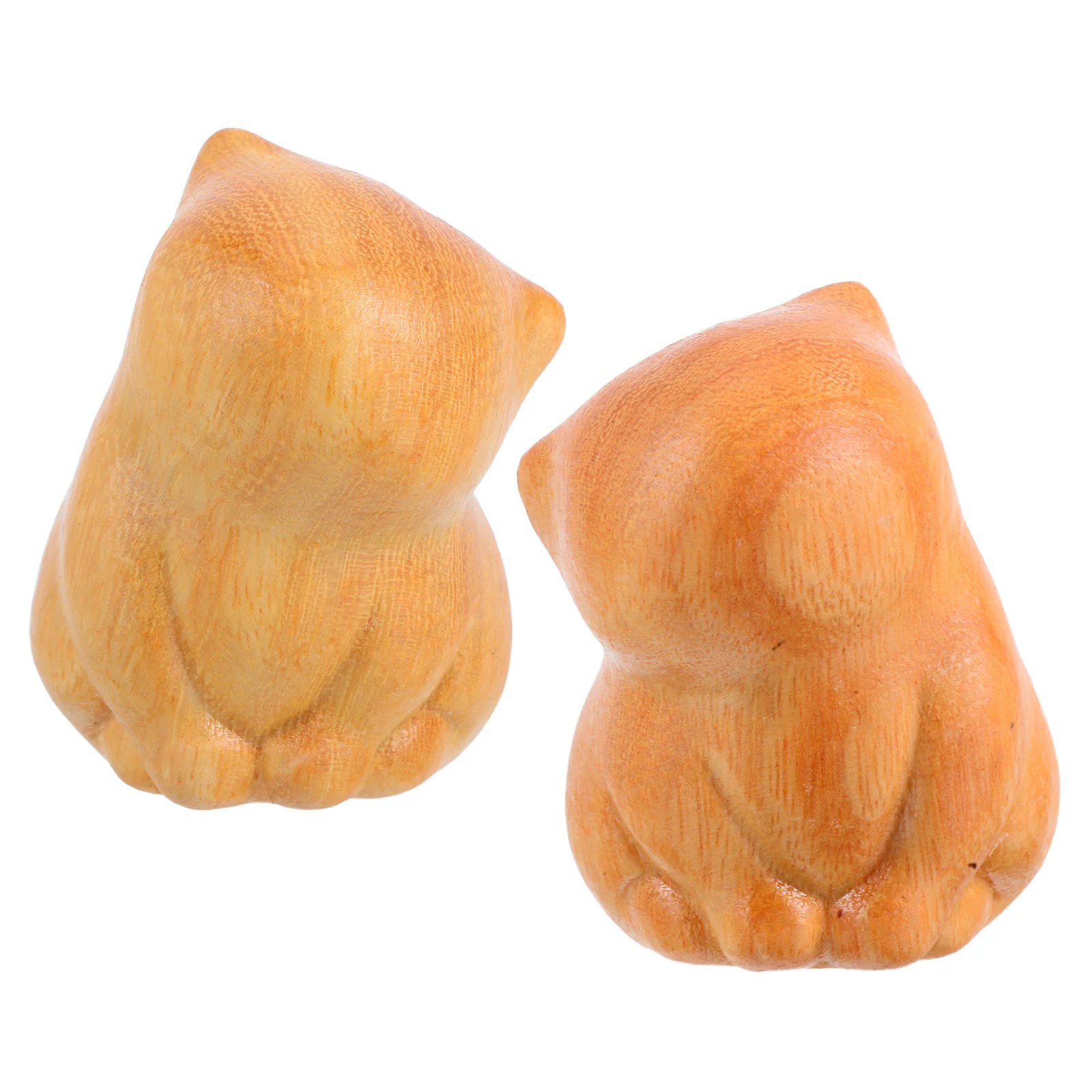 

2Pcs Miniature Hand Carved Wooden Cat Desk Ornament Cute Small Cat Sculpture Home Decor Kitten Figurines Carved Kitten Figurine