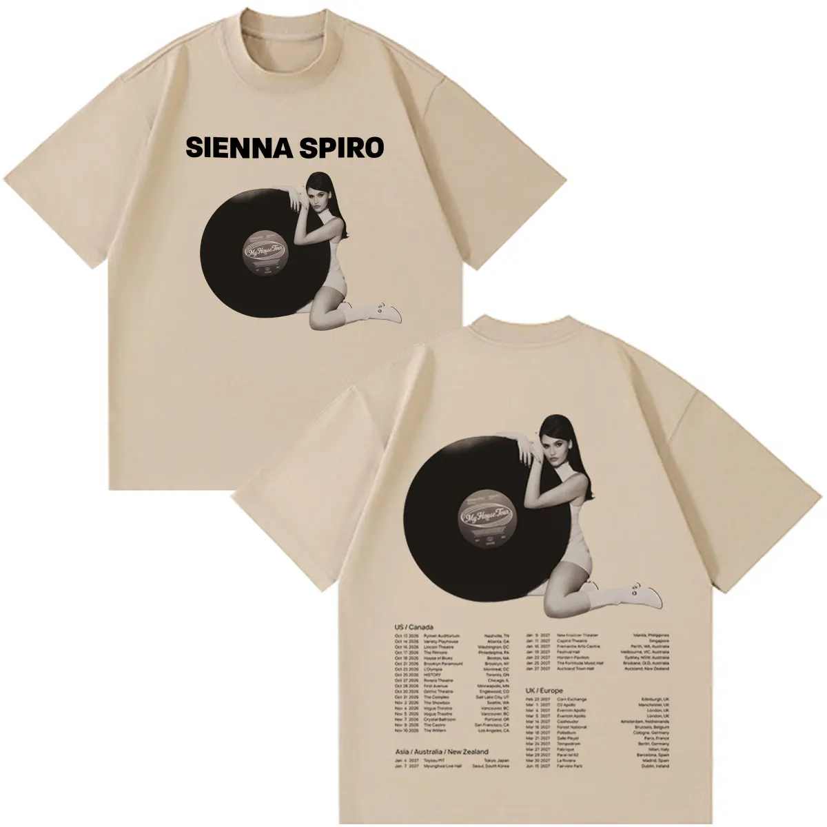 Sienna Spiro My House Tour 2026 Grafik-T-Shirt für Männer und Frauen Hip-Hop Vintage T-Shirt Übergroßes Lässiges Baumwoll-Ästhetik-Trend-T-Shirt – Detail 7