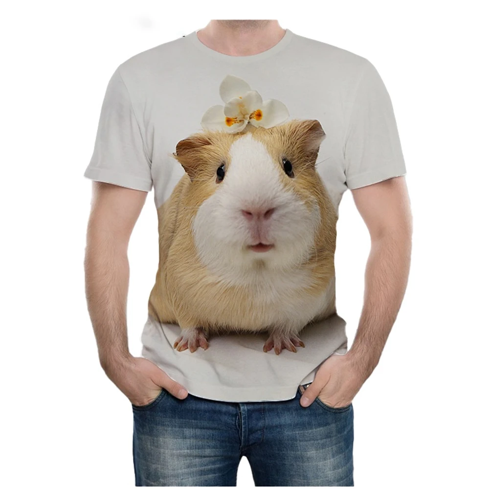 Summer new fashion novel animal guinea pig 3D printing cute guinea pig pattern casual comfortable short sleeved T-shirt view 3