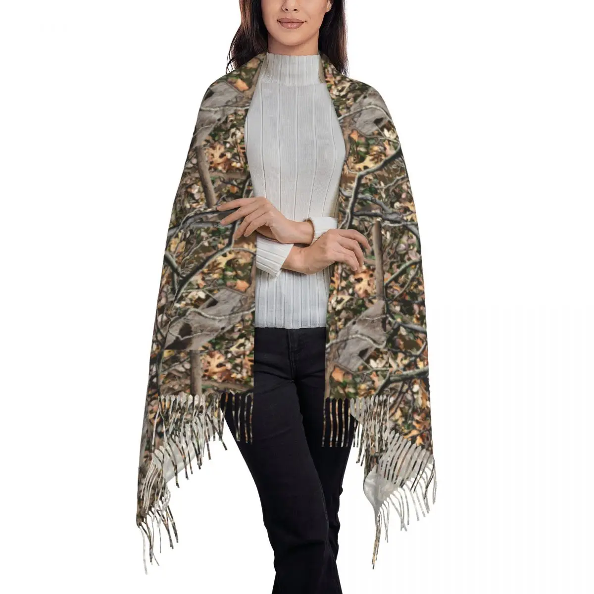 Personalized Printed Hunting Camo Tree Camouflage Pattern Scarf Women Men Winter Warm Scarves Shawls Wraps