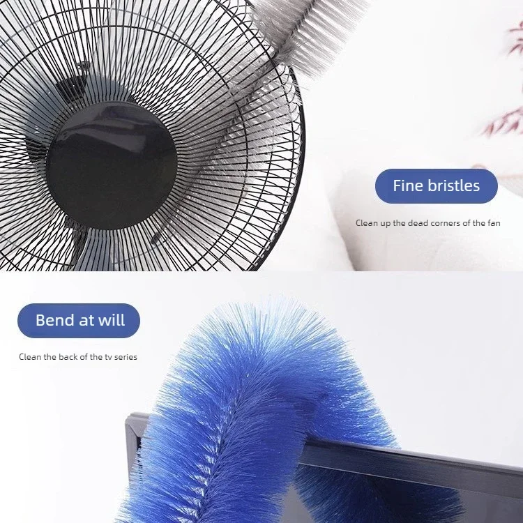 Fan Dust Removal Brush Multifunctional Fan Brush Dust Duster Bendable Screen Blinds Encrypted Cleaning Brush