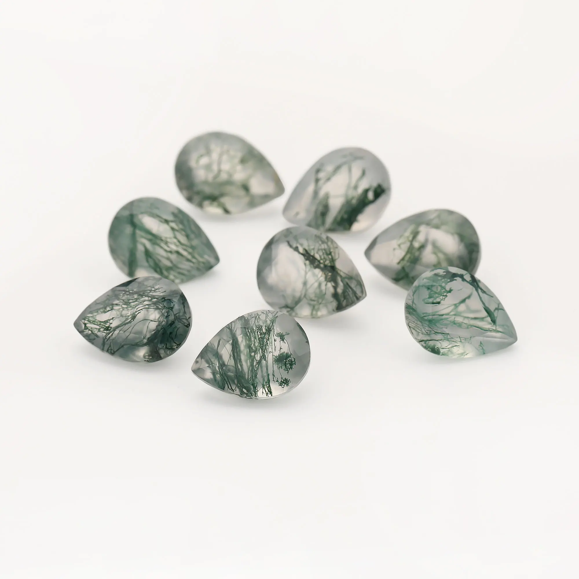 

1PCS 6x8MM Green Moss Agate Pear Faceted Nature Stone, Moss Agate Semi-precious Gemstone,Unique Gemstone 4150026