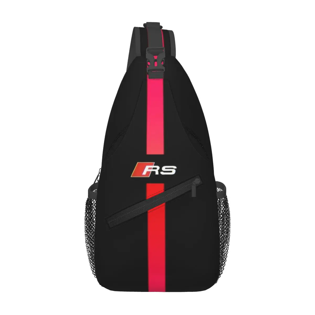 A-Audi-Rs Letter Red Stripe Trendy cross chest bag Sling Bag Crossbody Backpack Hiking Travel Daypack Chest Bag for Men Women