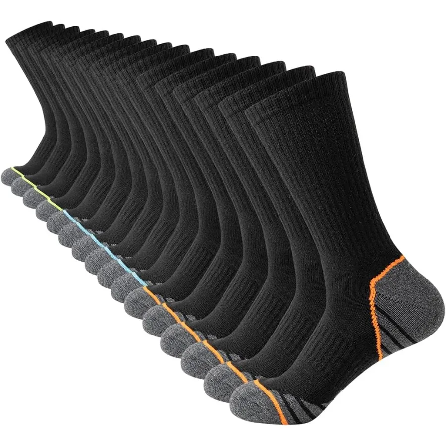 

8 Pairs Men's Athletic Cushioned Crew Socks with MoistureWicking Technology Ideal for Running Basketball and Work Activities in