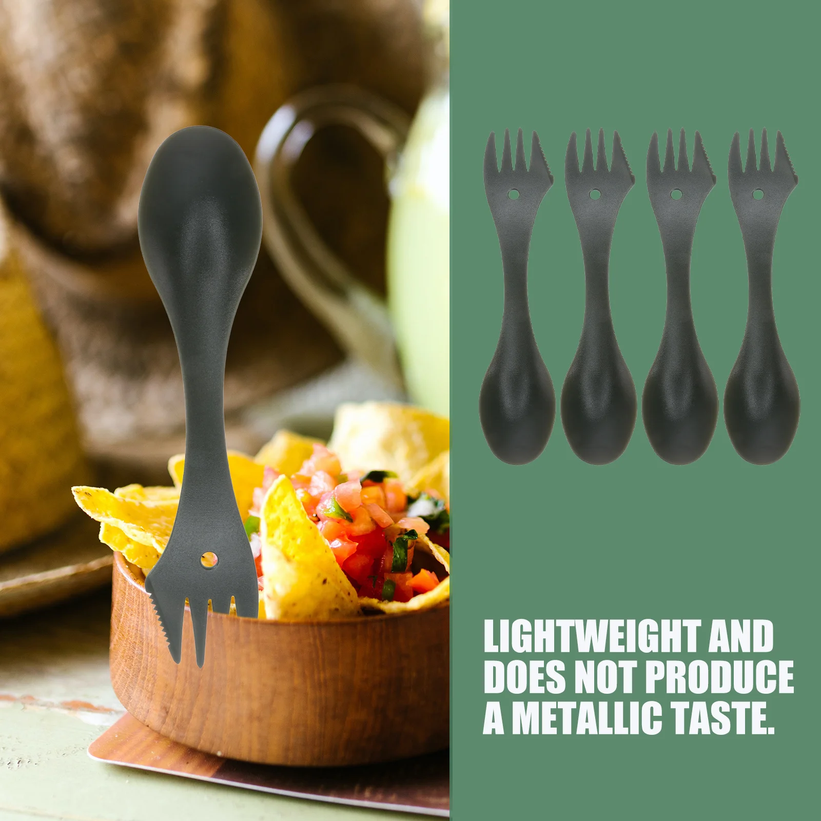 6 pçs plástico 3-em-1 talheres garfo colher cortador multi-funcional acampamento ao ar livre piquenique caminhadas portátil durável eco-amigável