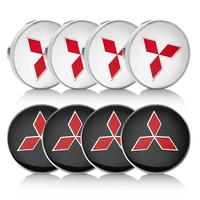 4pcs 56mm+60mm Car Wheel Center Hub Cap Rim Cover Emblem Stickers For Mitsubishi Pajero Asx Lancer Outlander 3 l200 Accessories