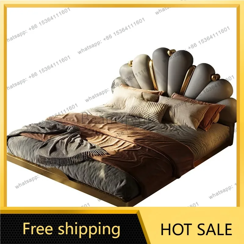 FG Nordic King Size Double Bed Simple European Style Luxury Frame Double Bed Pretty Modern Cama Matrimonial Bedroom Furniture