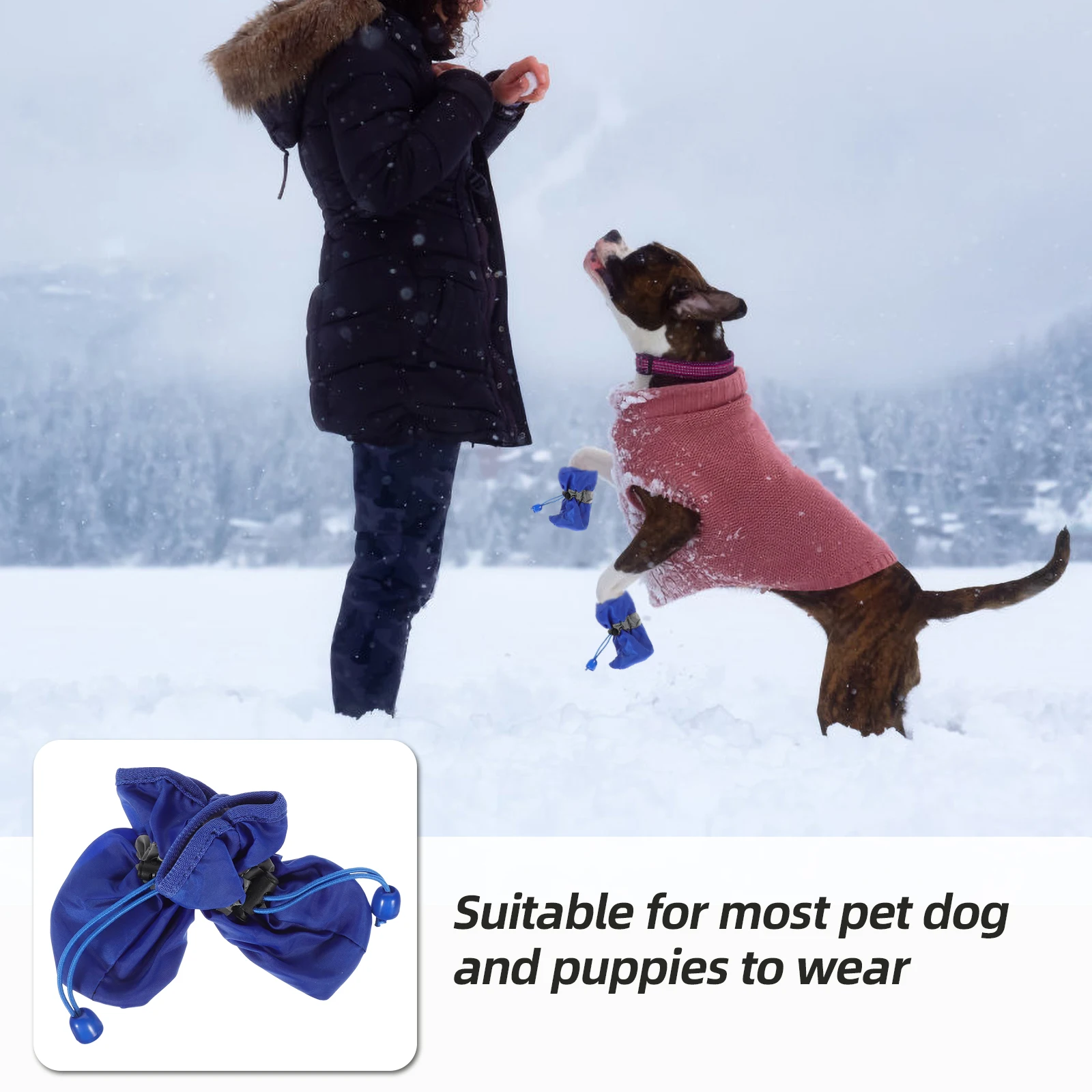 

4 Pcs Dog Waterproof Boots for Small Dogs Pet Paw Protectors Puppy Booties Shoes