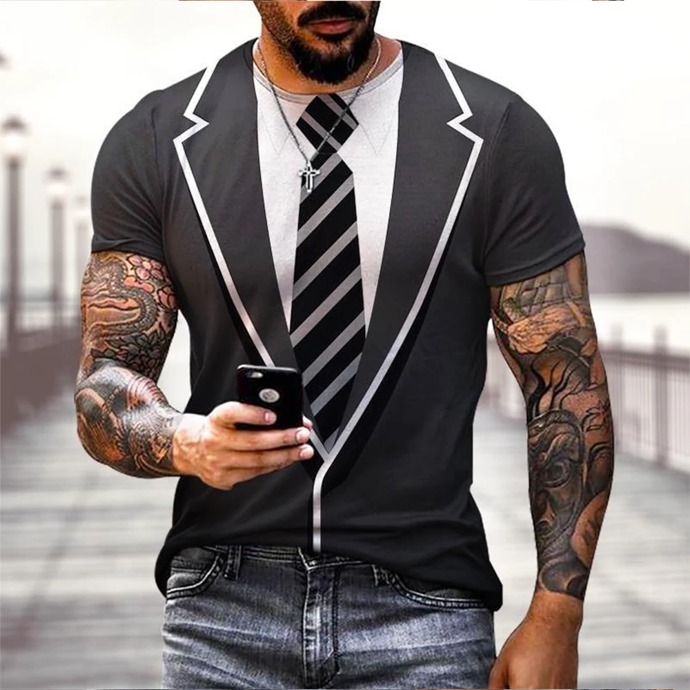 Muskel-3D-T-Shirt mit Muskel-Tattoo-Print für Sommer-Strandurlaub, Herren-Kurzarm-T-Shirt mit 3D-Digitaldruck, lässige Oberteile – Detail 7