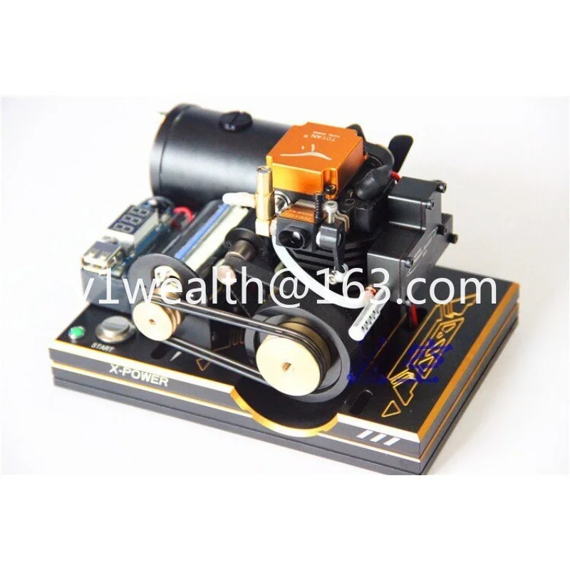 Miniature four-stroke 12V DC generator with USB mobile phone charger digital display