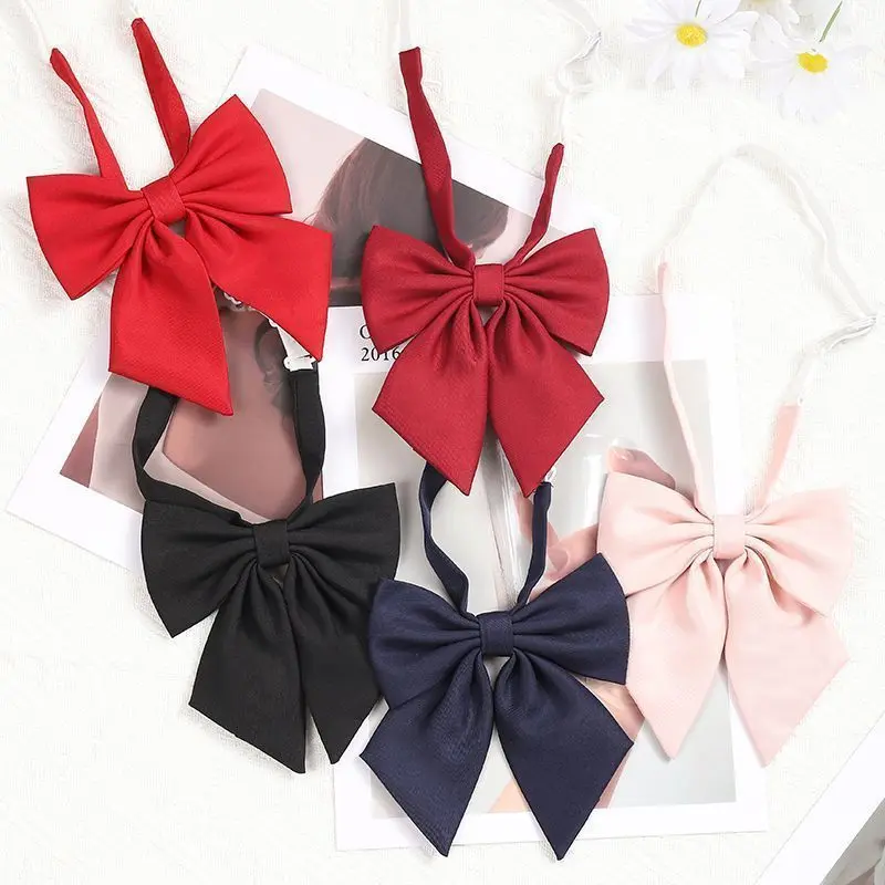 Students School Season Red Solid Bow Tie for Women Uniform Collar Butterfly Cravats Girls Bowties JK Shirt Dress Neck Wear Ties