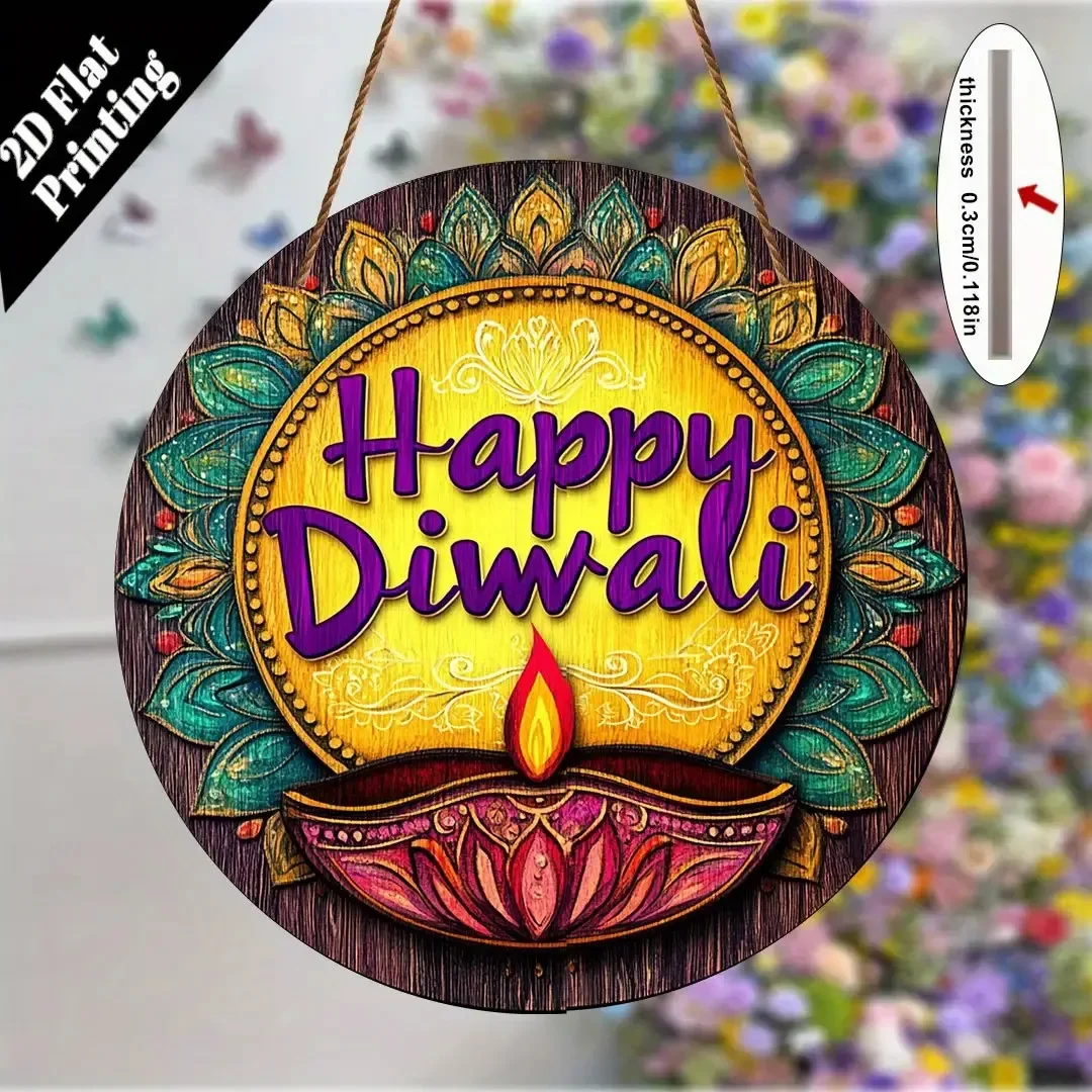 CIFBUY Retro Diwali Boho Mandala Oil Lamp Aluminum Wall Art Waterproof Wearproof Metal Sign Home Yard Room Decor Gift