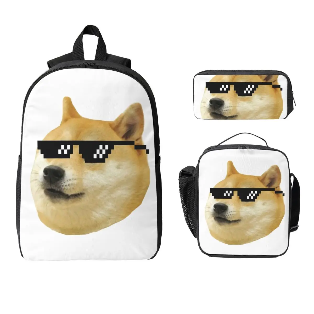 

Doge Shiba Inu Memes Backpack Student Boys Girls BookBag School Bag Computer Shoulder Bags 3ps Insulated Lunch Bag Pencil Case