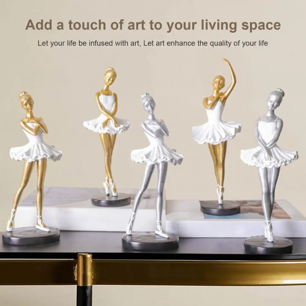 Counterweighted Base Figurine Ballet Dancer Figurine with Stable Base Elegant Ballerina Statue for Desktop Decor Modern for Home
