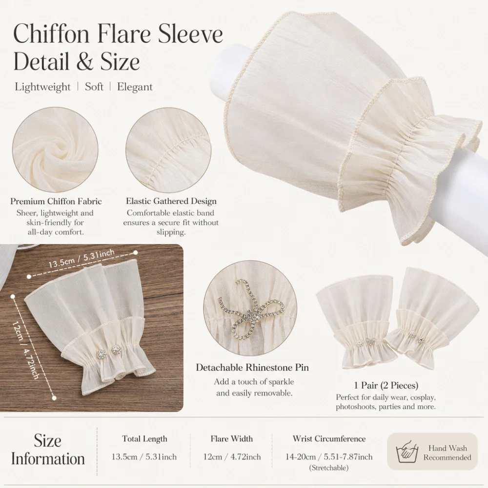Picture 5: Ruched Pleated Detachable Cuffs Fingerless Gloves Nail Art Accessories Lace Fake Sleeves Cuffs Crystal Fake Flared Sleeves