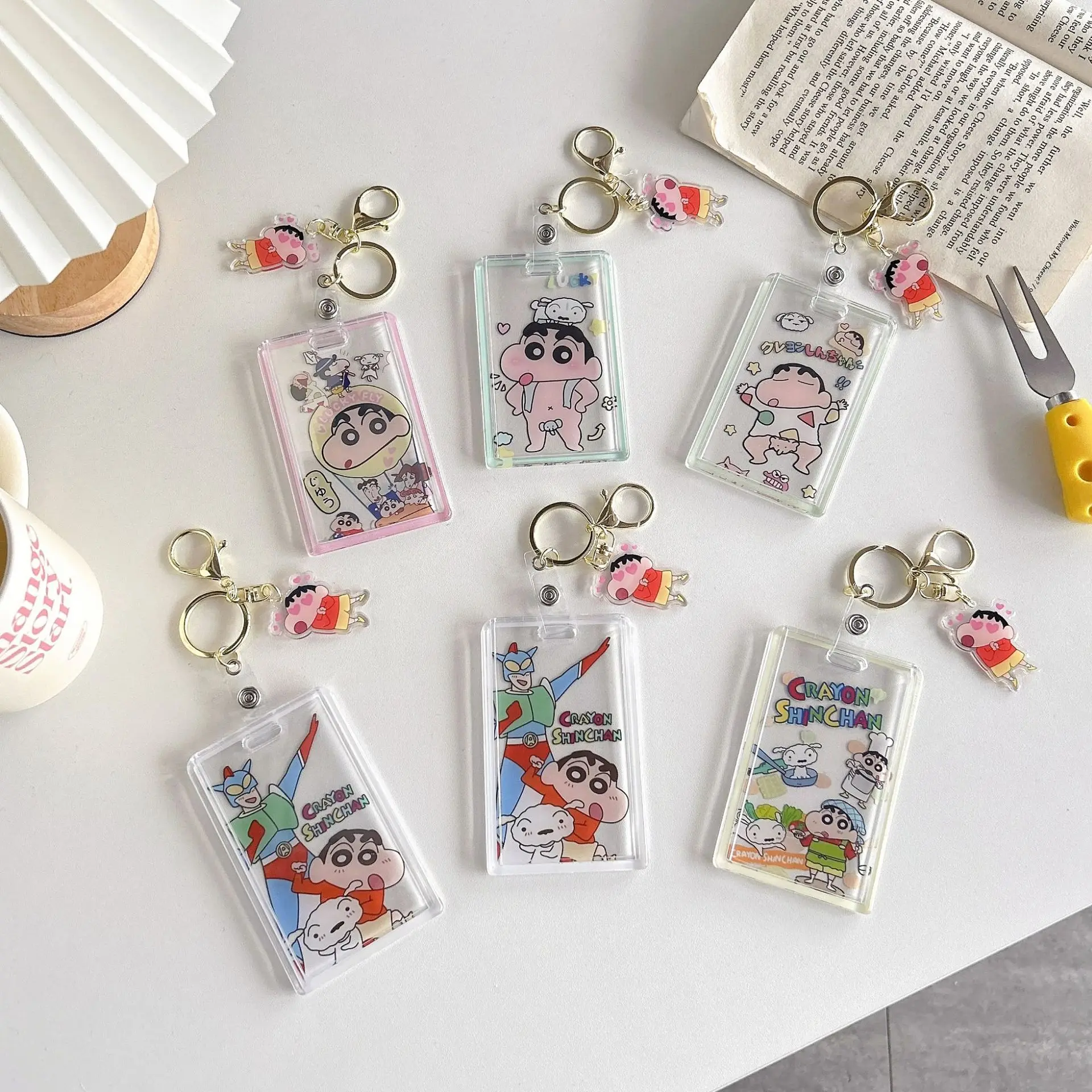 

Милый держатель для карт Shin Chan: набор для студенческих, служебных, транспортных и лифтовых карт, защитный комплект для карт, подарок для девочки