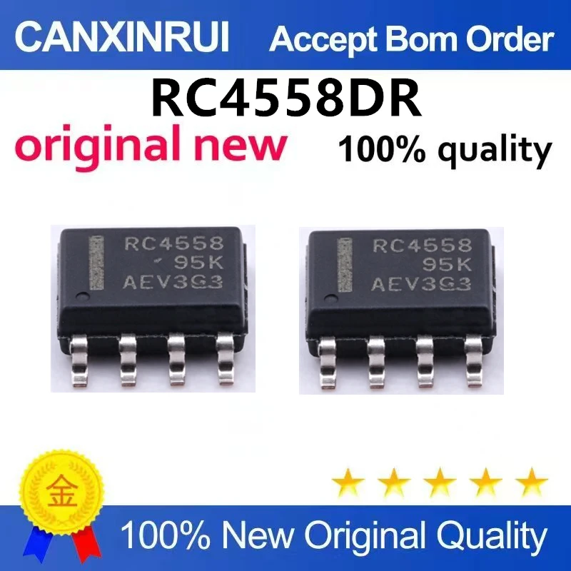 （5pcs-10pcs）New original patch RC4558DR printed wire RC4558 SOP-8 dual channel operational amplifier IC chip