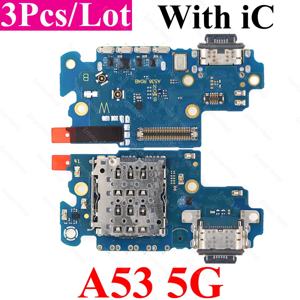 3Pcs Charge Board For Samsung Galaxy A23 4G A33 M62 M53 A40 A41A42 M42 A50 A51A52 A53 A70 A71A72 USB Charger Port Board Flex