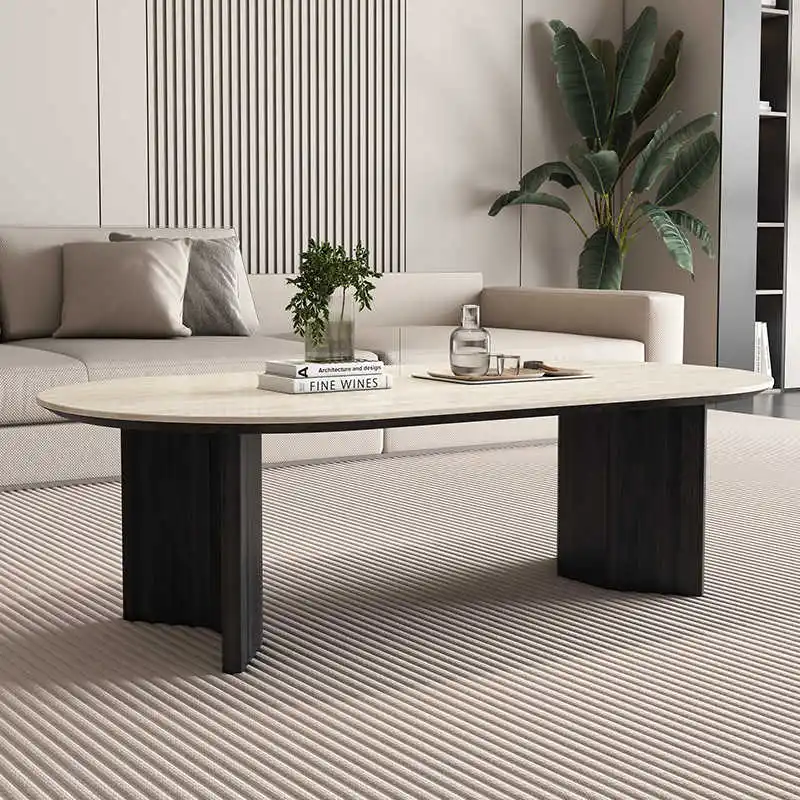 Modern Minimalist Style Rock Countertop Popular Living Room Dining Table Rustic Rectangle Pattern Set Feature Made Wood