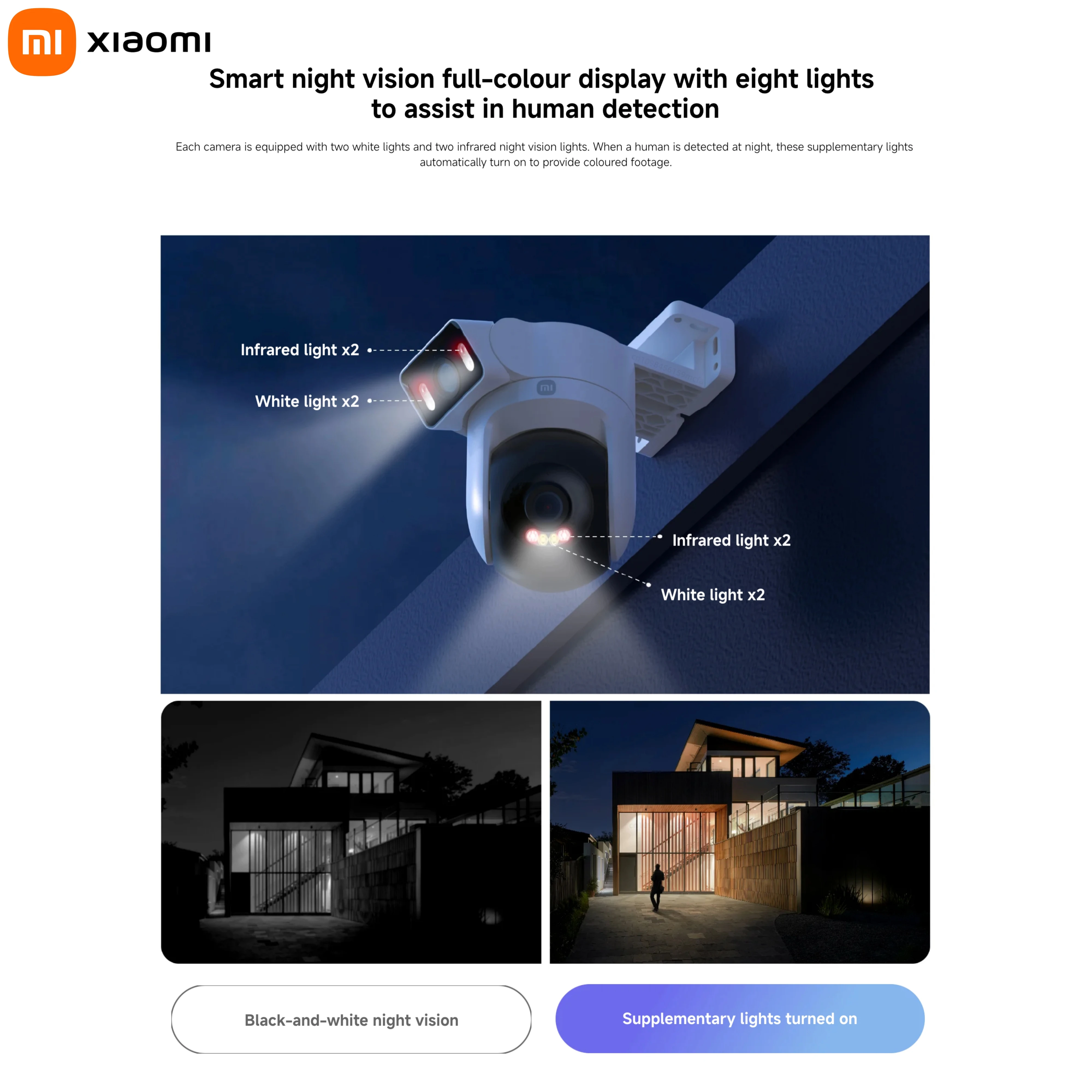 Xiaomi Outdoor CW500 versión de cámara Dual IP66 protección de seguridad CCTV detección AI visión nocturna a todo Color hogar inteligente Mi home