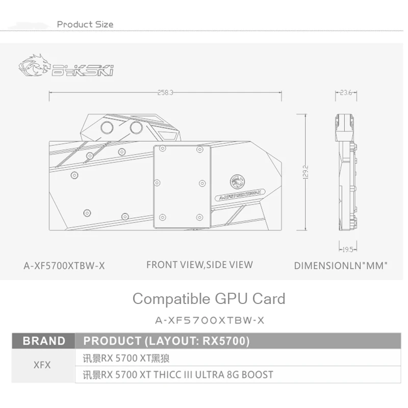 Imagem -06 - Bykski Bloco de Água para Uso em Xfx Radeon rx 5700 dd Ultra 8gb Gddr6 Hdmi 3x dp Suporte para Radiador de Cobre com Cobertura Total