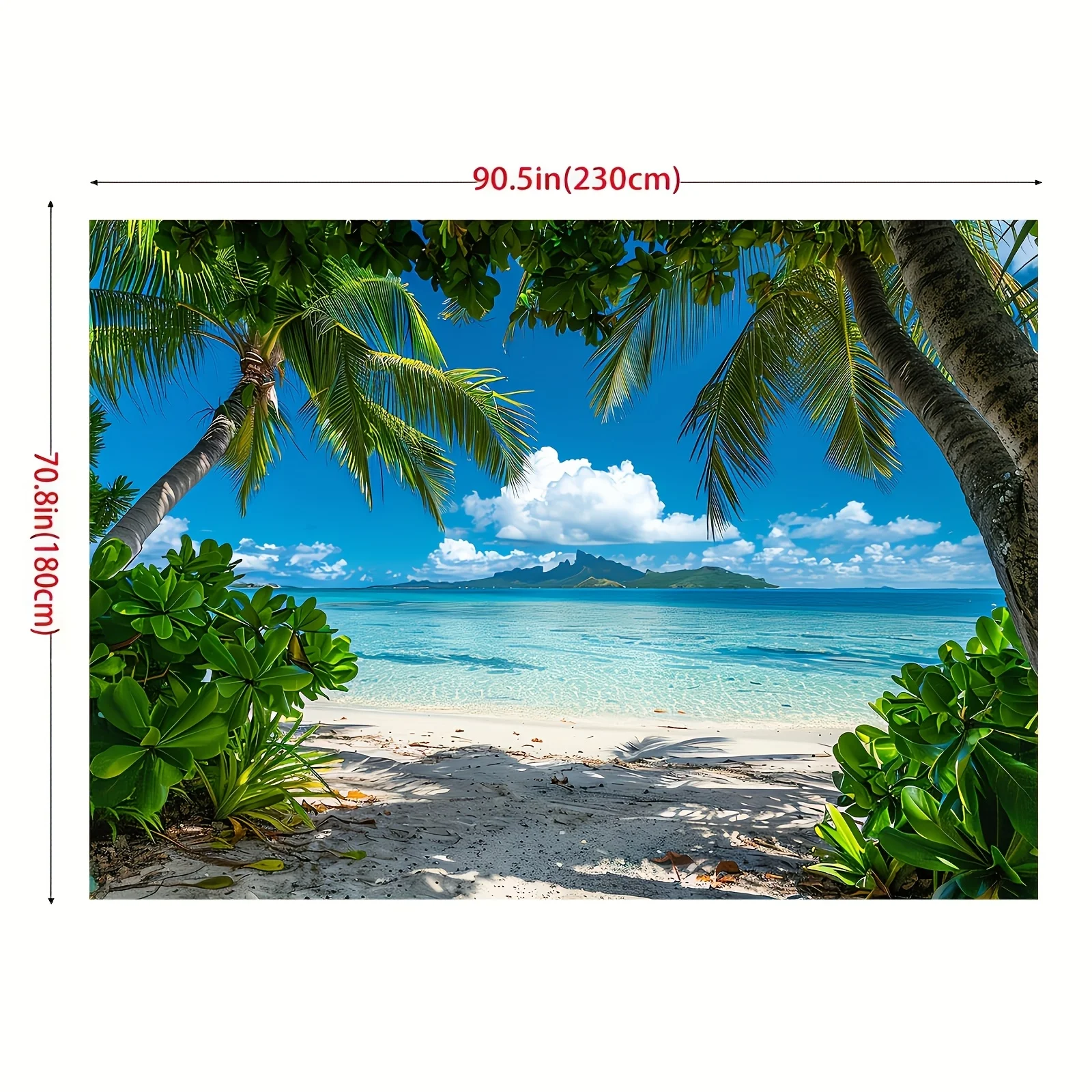 2D flaches 1-teiliges tropisches Strandfoto mit Polyesterhintergrund, Frühlings- und Sommerdekoration, geeignet für Partys – Detail 3