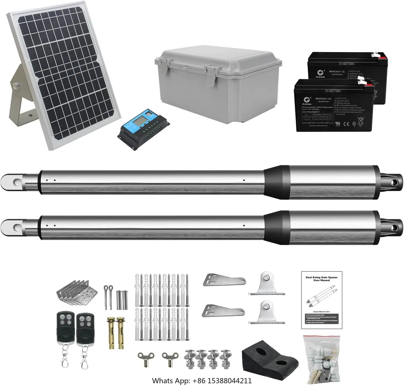 Solar Gate Opener With Batteries & Solar Panel For Dual Swing Gates Up