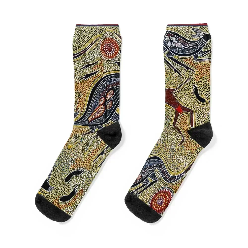 

AUSTRALIAN ABORIGINAL : Vintage Art Print Socks Christmas heated Male Socks Women's