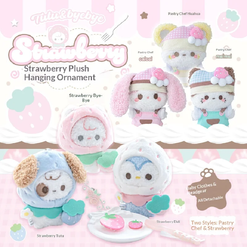 New Tutu Byebye Strawberry Plush Pendant 10Cm Cute Soft Stuffed Doll Keychain Bag Hanging Decor Accessory For Adults Friends