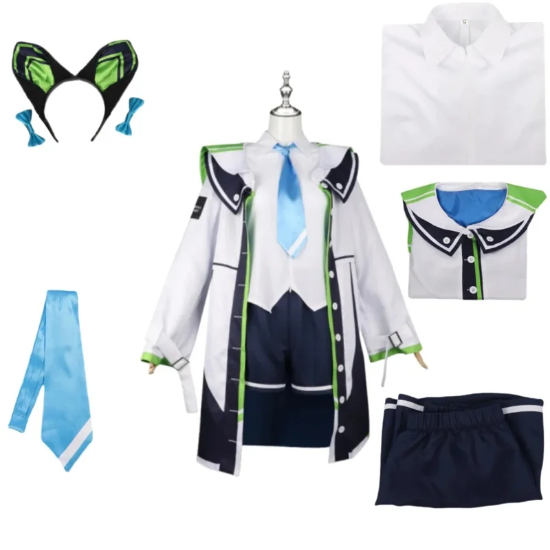 سايبا موموي تأثيري حلي أنيمي الأزرق الأرشيف سترة معطف الأذن غطاء الرأس عيد الميلاد كرنفال فستان حفلة @ 0Z *