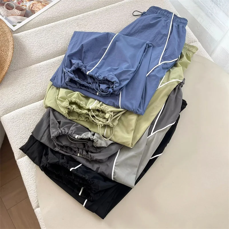 Sunproof Trousers Women's Summer Cargo Pants Windproof Straight Pants Outdoor Sports Quick-drying Wild Wide-leg Pants Slacks