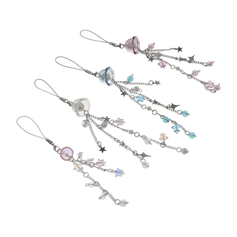

Sea Theme Jellyfish Phone Pendant Phone Charm Ocean Style Beaded Phone Chain with Star Handmade Y2K Phone Lanyard Keycord