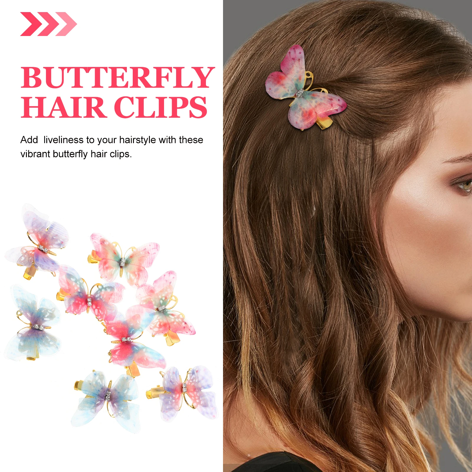 

8pcs Butterfly Clips 4 Bags Red Orange Pink Green Metal Sturdy Long Lasting Easy Use All Hair Types Styling