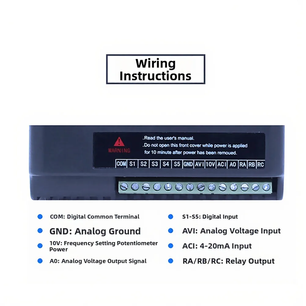 220V Inverter Drive AC Motor Drive Low-noise Cooling Fan Dual Analog Inputs Variable Frequency Drive Controller