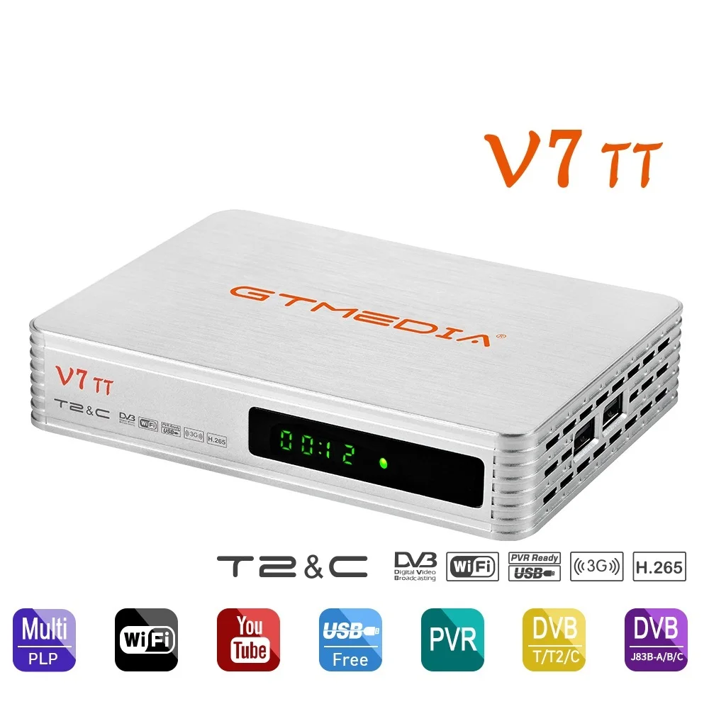 Go! V7 TT TV Receiver Decoder DVB-T2 Digital Cable With USB WIFI H.265 10bit Full HD 1080p with WiFi Antenna FREE SHIP