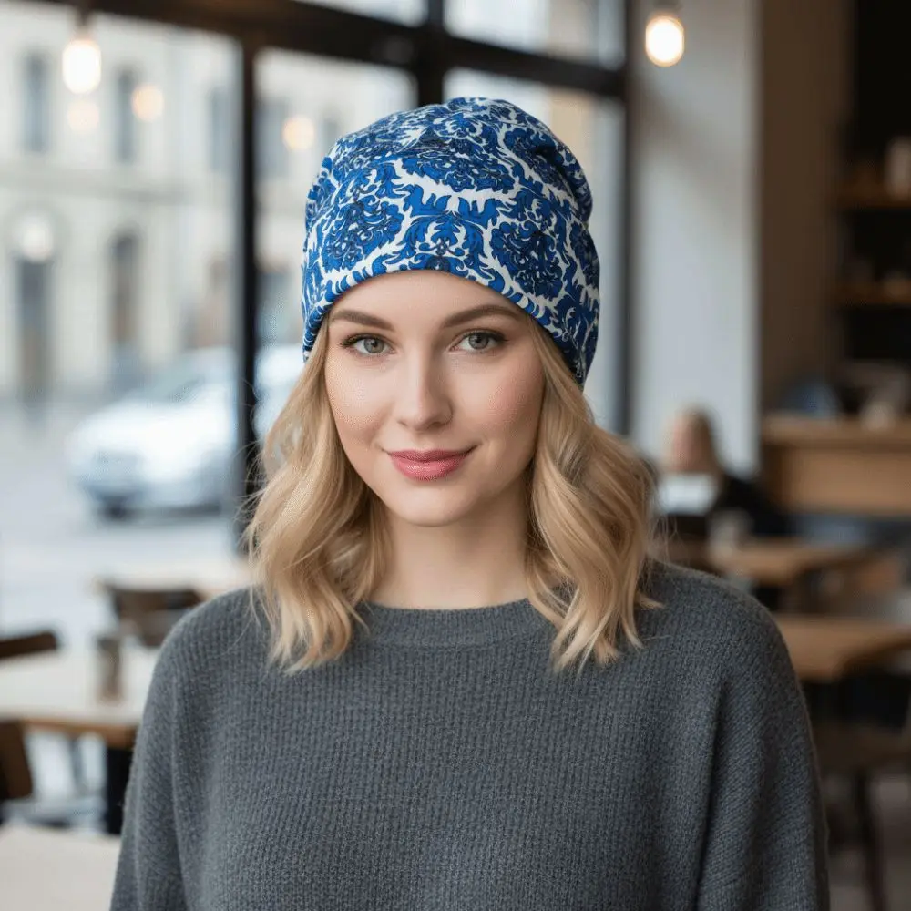 Contrasting Colors Pullover Hat Plaid Print Scarf Pullover Hat Turban Hats Multifunctional Casual Hedging Cap Autumn and Winter