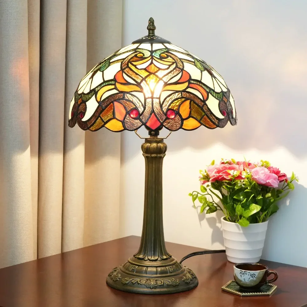 

Dia30cm Bedroom Bedside Table Lamp Tiffany Stained Glass Lampshade Vintage Dining Room Bar Desk Lamp