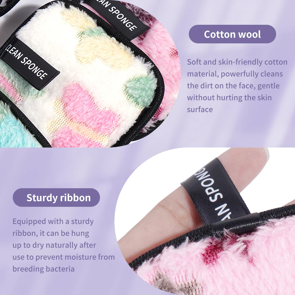 6Pcs Washable Microfiber Remover Puff Towel Reusable Cleansing Makeup Sponge Face Cleansing Double Layer Cleaning Puff Wipe Tool